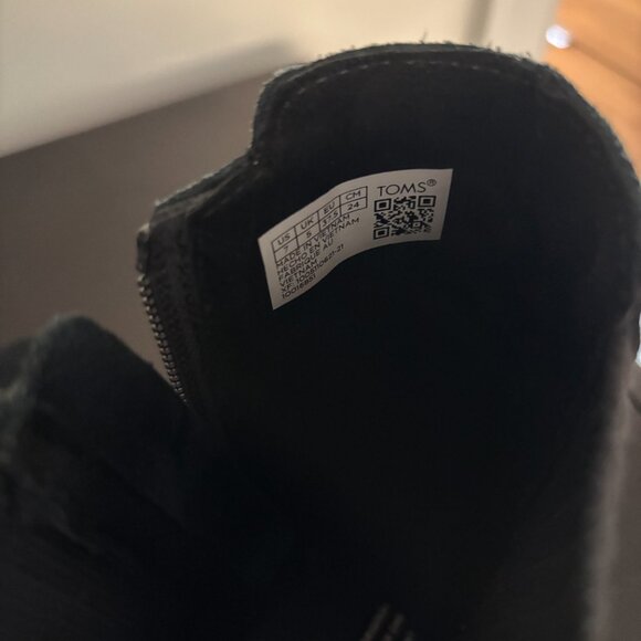 Toms Sadie Wedge Boots sz 7 Women Black Ankle Bootie heel Zipper - Picture 2 of 7